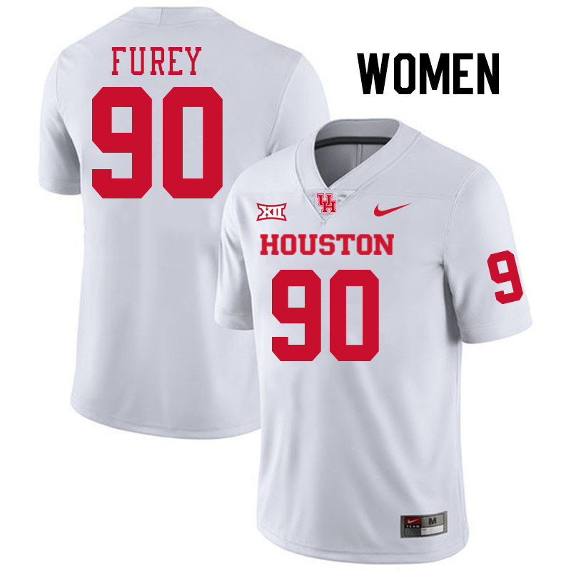 Women #90 Trey Furey Houston Cougars College Football Jerseys Stitched-White